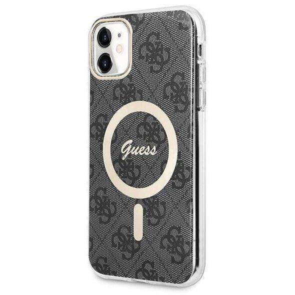 Original Case IPHONE 11 Guess Hardcase 4G Print MagSafe + Wireless Charger (GUBPP13XH4EACSW) black 3666339103361