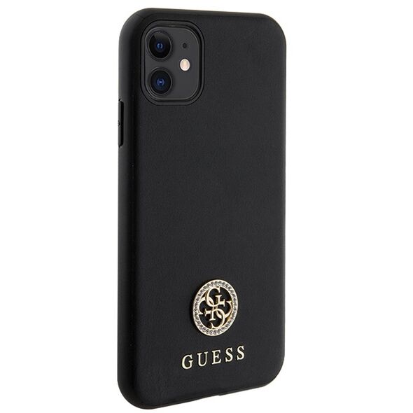 Guess case for iPhone 11 GUHCN61PS4DGPK black HC PU 4G Metal Logo Strass 3666339150624