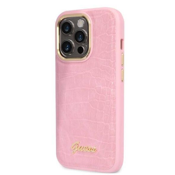 Original Case IPHONE 14 PRO Guess Croco Collection (GUHCP14LHGCRHP) pink 3666339082949