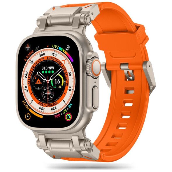 Techsuit Strap for Apple Watch 1/2/3/3/4/4/5/5/5/6/6/7/8/9/SE/SE 2/Ultra/Ultra 2 (42/44/45/49mm) - Techsuit Watchband (W064) - Titanium Silver Orange 5949419225053 έως 12 άτοκες Δόσεις