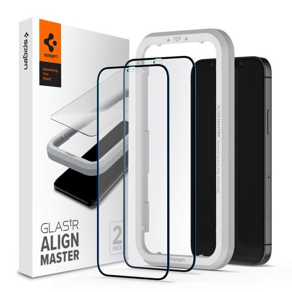 TEMPERED Spigen ALM GLASS FC 2-PACK IPHONE 12/12 PRO BLACK