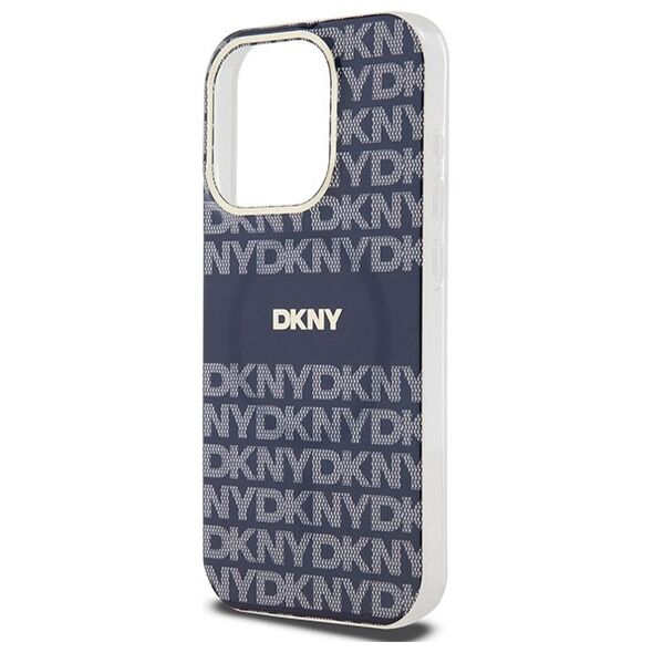 DKNY case for iPhone 15 Pro 6,1&quot; DKHMP15LHRHSEB niebieska HC Magsafe pc tpu repeat texture pattern w stripe 3666339267834