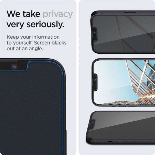 Tempered Glass IPHONE 13 / 13 PRO Spigen Glas.tr "EZ Fit" 2-Pack Privacy 8809811851250