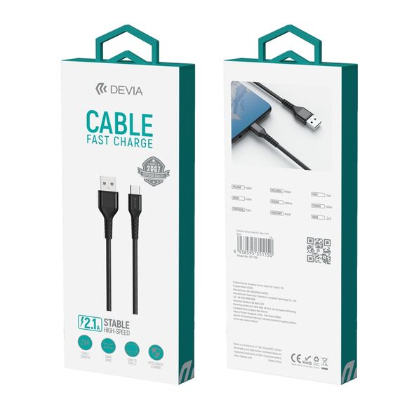 Devia cable Gracious EC308 USB - USB-C 2,0 m 2,1A black 6938595351150