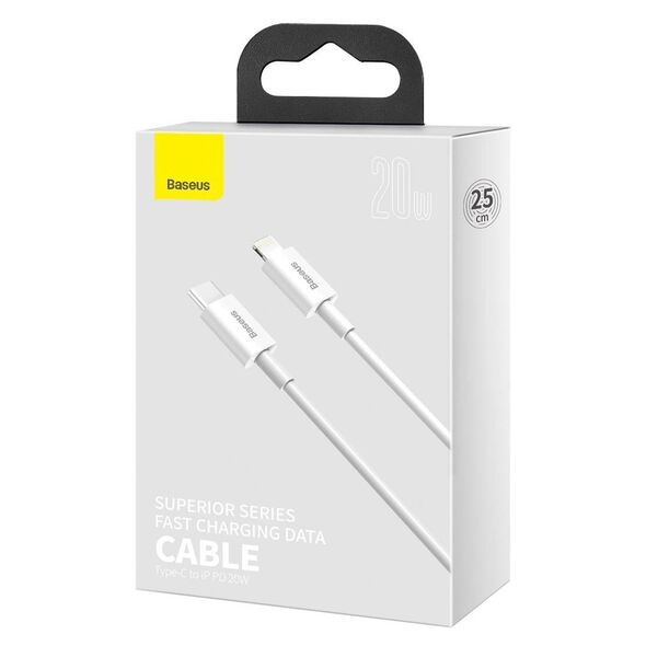 Baseus Superior Series Cable USB-C to Lightning, 20W, PD, 0,25m (white) 6953156205291