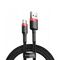 Baseus Cablu USB la Type-C, Fast Charging, 3A, 1m - Baseus Cafule (CATKLF-E91) - Red / Black 6953156278301 έως 12 άτοκες Δόσεις