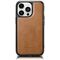 iCarer Leather Oil Wax case covered with natural leather for iPhone 14 Pro brown (WMI14220718-TN)