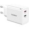 Choetech PD6013 2x USB-C PD 65W GaN wall charger - white