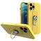 Ring Case silicone case with finger grip and stand for iPhone 12 yellow