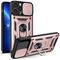 Hybrid Armor Camshield case for iPhone 13 Pro armored case with camera cover pink