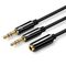 UGREEN AV140 AUX audio splitter headphone + microphone to 3.5 mm mini jack cable, ABS (black) 6957303828982