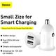 Baseus USB Auto Charger, 5V, 3.1A - Baseus Grain (CCALL-ML02) - White 6953156276529 έως 12 άτοκες Δόσεις