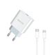 20W PD USB-C Wall Charger Jellico AK200 + USB-C to USB-C Cable White 6974929205584