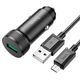 Car charger 18W 1x USB QC3.0 + Cable 1x USB - Micro USB Hoco Z49A black 6931474795700