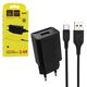 Charger 12W 2.4A + USB - USB-C cable Denmen DC01 black 6973224873849