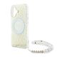 Guess Case for iPhone 16 - Guess IML Flowers IML Allover Electro With Pearl Strap MagSafe (GUHMP16SHCPOFPH) - White 3666339299453 έως 12 άτοκες Δόσεις