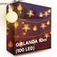 LED Garland 10m (100 LEDs) Stars and Balls Warm White 5901313585824