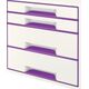 Leitz LEITZ CUBE WOW Schubladen Box perlweiss-violett mit 4 Schubladen robust und stabil in ansprechendem 2-farbigem WOW Design - 52132062