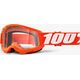 100% Gogle 100% STRATA 2 JUNIOR ORANGE (Szyba Przezroczysta Anti-Fog, LT 88%-92%) (NEW)