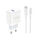 Dudao A20EU wall charger USB-A 18W + USB-A / Lightning cable white