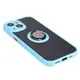 Bizon Case Hybrid Ring Apple iPhone 15 smoky with a light blue frame