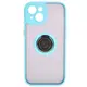 Bizon Case Hybrid Ring Apple iPhone 15 smoky with a light blue frame