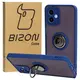 Bizon Case Hybrid Ring Motorola Moto G14 smoky with a navy blue frame