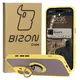 Bizon Case Hybrid Ring Apple iPhone 16 smoky with a yellow frame