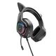 Hoco Casti Gaming Jack 3.5mm cu LED si Microfon - Hoco Cat Ears (W107)  - Black / Pink 6931474791252 έως 12 άτοκες Δόσεις