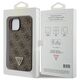 Guess case for iPhone 15 6.1&quot; GUHCP15SP4TDPW brown hardcase Leather 4G Triangle Strass 3666339146382