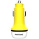 PANTONE car charger 38W PD QC 1x USB 1x USB-C PT-PDDC05 Yellow 102C 4713213360408