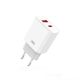 XO wall charger CE12 PD QC3.0 20W 1x USB 1x USB-C white + USB-C - USB-C cable 6920680844395