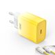 XO wall charger CE18 PD 30W 1x USB-C yellow-white + cable USB-C - USB-C 6920680851775