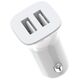 XO car charger TZ10 2x USB 2,4A white + Lightning cable 6920680875931