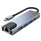 Splitter 5in1 USB HUB USB-C to 2xUSB + HDMI + USB-C + LAN RJ45 Adapter Tech-Protect V3-HUB grey 9589046919312