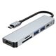 Splitter 6in1 USB HUB USB-C to 2xUSB + HDMI + USB-C + SD Card Reader + micro SD Adapter Tech-Protect V4-HUB grey 9589046919343