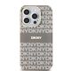 DKNY case for iPhone 15 Pro 6,1&quot; DKHMP15LHRHSEE beige HC Magsafe pc tpu repeat texture pattern w stripe 3666339267971