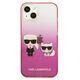 Original Case IPHONE 13 MINI Karl Lagerfeld Hardcase Gradient Ikonik Karl & Choupette (KLHCP13STGKCP) pink 3666339049201