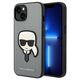 Original Case IPHONE 14 PLUS Karl Lagerfeld Hardcase Saffiano Karl`s Head Patch silver 3666339077082