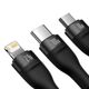 3in1 USB cable Baseus Flash Series, USB-C + micro USB + Lightning, 100W, 1.2m (black) 6932172608712