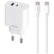 Maxlife MXTC-06-20AC PD QC charger 1x USB-C 1x USB 20W white + USB-C - USB-C cable 20W 5907457738409